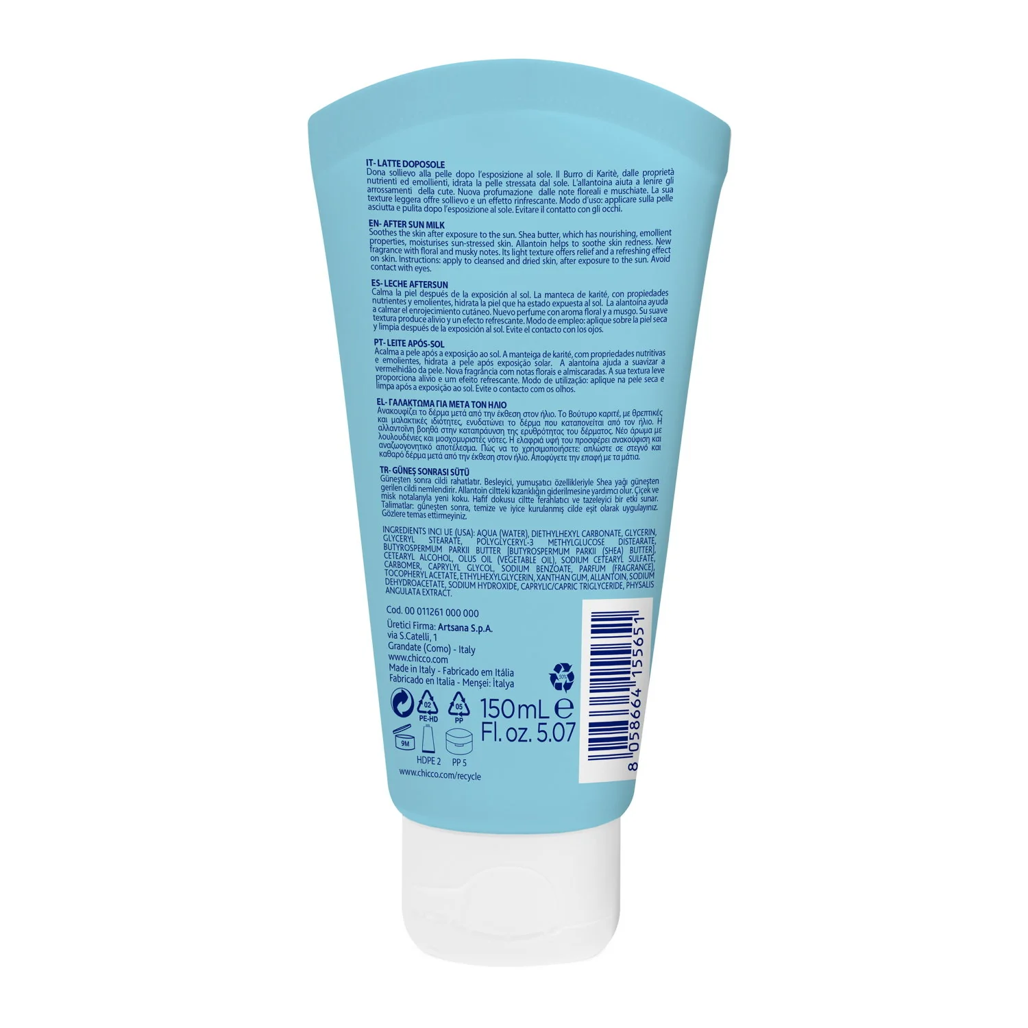 Chicco Latte Doposole Baby Moments Sun 150 ml - Image 2