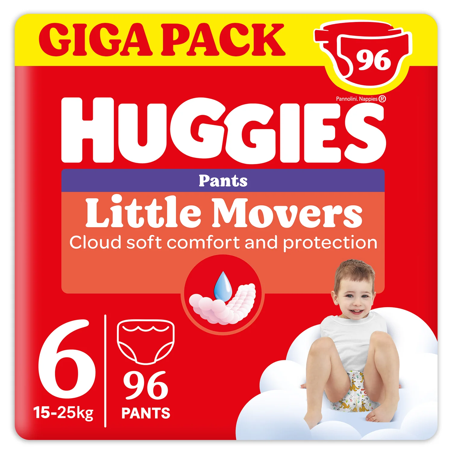 Huggies Mutandine Little Movers Taglia 6 (15-25 kg) Gigapack 96 pezzi
