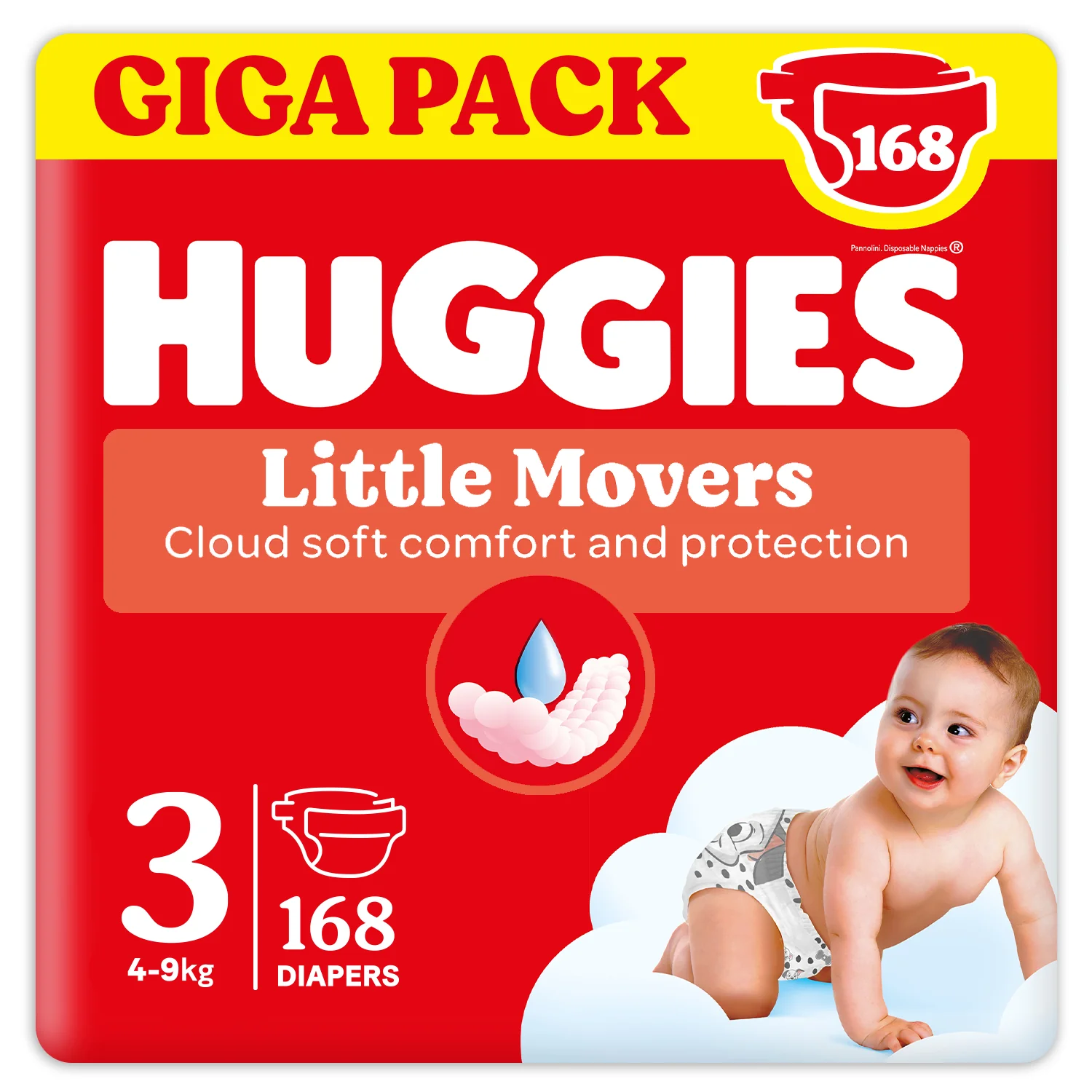 Huggies Pannolini Little Movers Taglia 3 (4-9 kg) Gigapack 168 pezzi