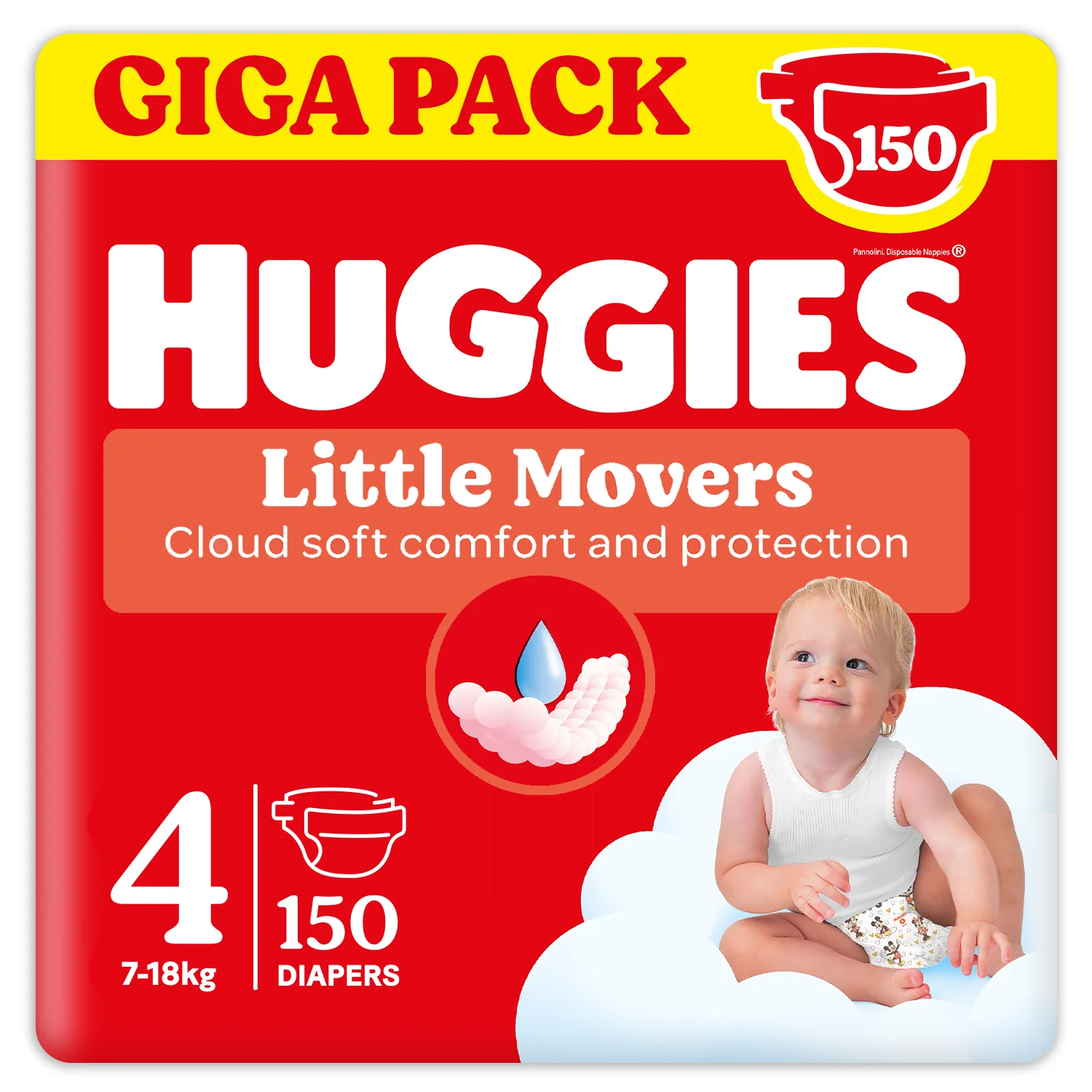 Huggies Pannolini Little Movers Taglia 4 (7-18 kg) Gigapack 150 pezzi