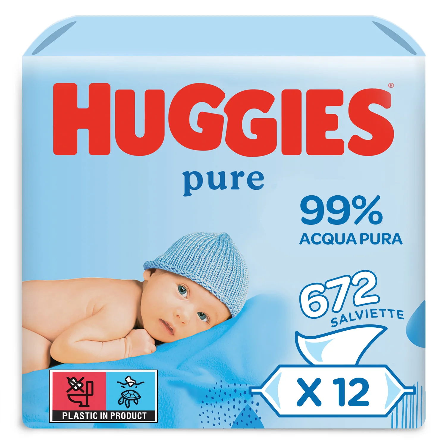 Huggies Salviette Pure 99% acqua Multipack 672 pezzi (12x56 pezzi)