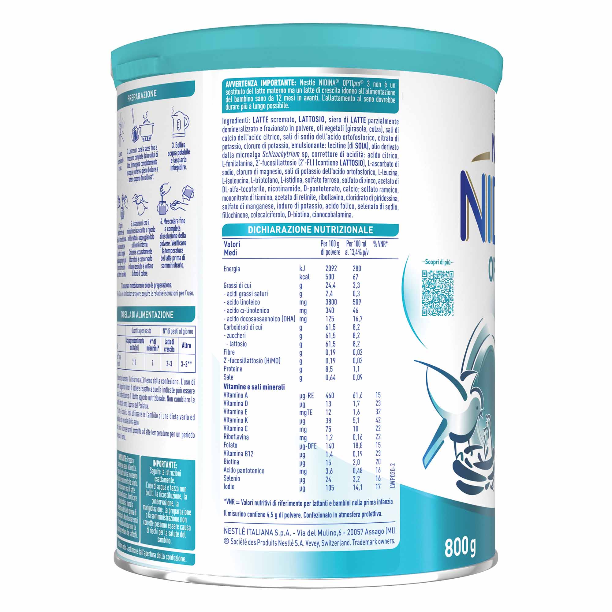 Nestlé Nidina Optipro Latte di Crescita 3 in polvere 800 g - Image 4