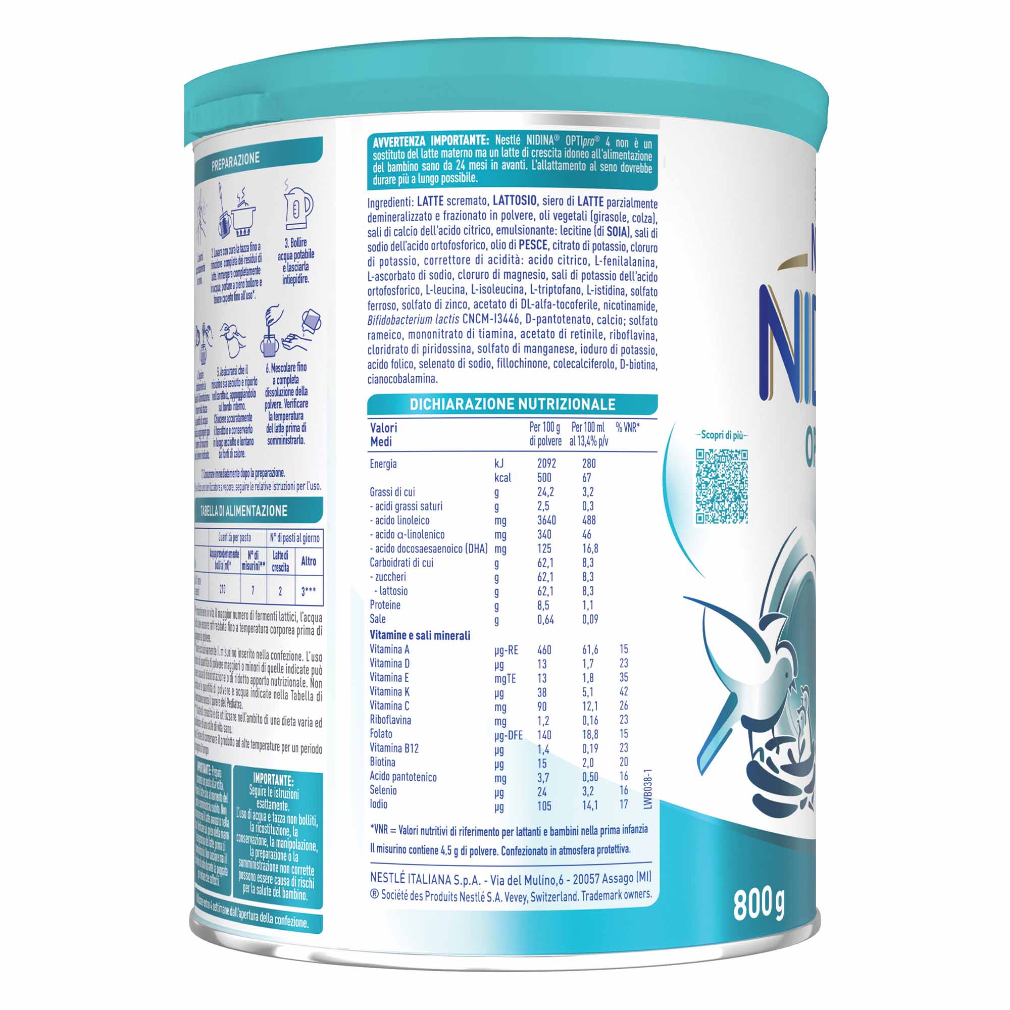 Nestlé Nidina Optipro Latte di Crescita 4 in polvere 800 g - Image 4