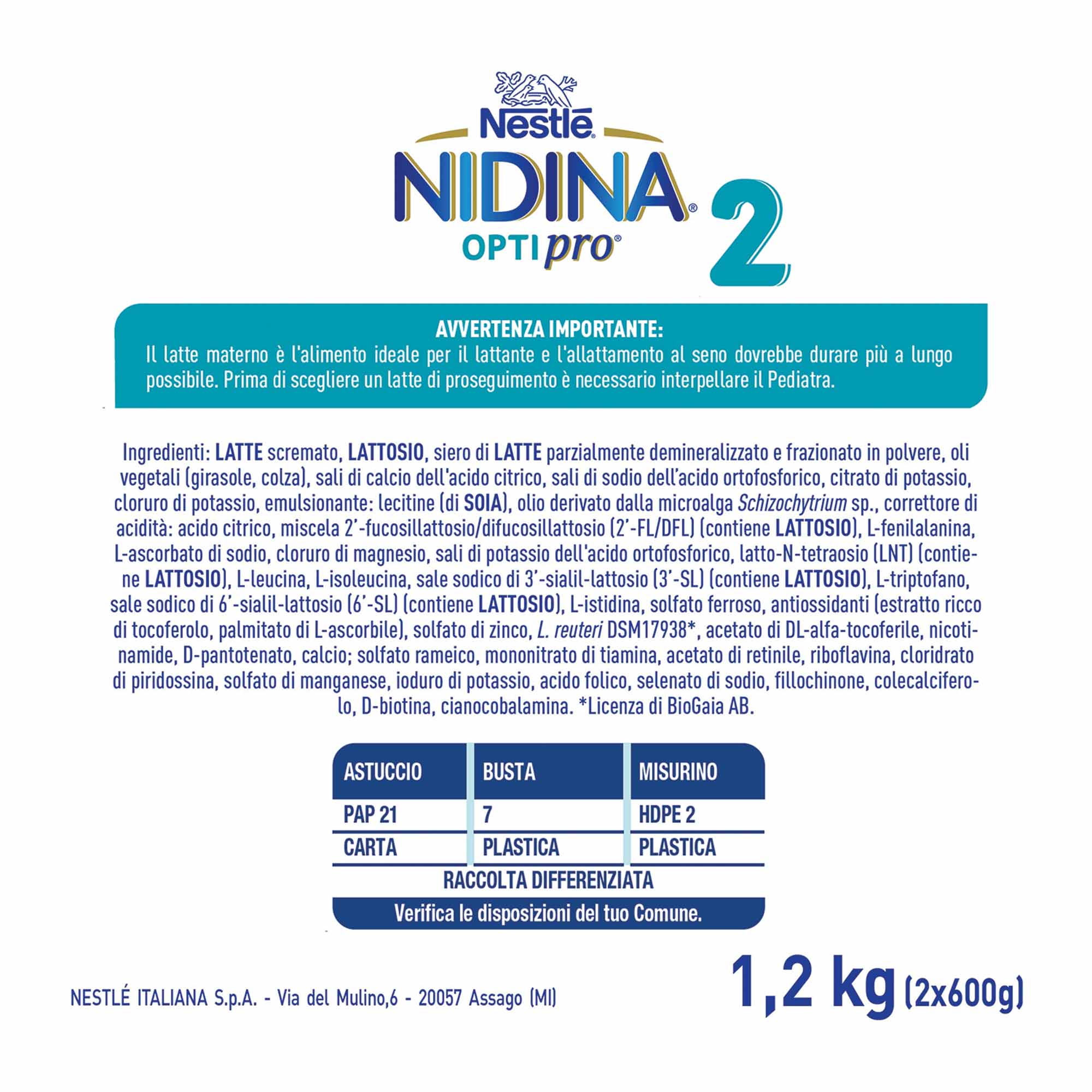 Nestlé Nidina Optipro Latte di Proseguimento 2 in polvere 1,2 kg (2x600 g) - Image 3