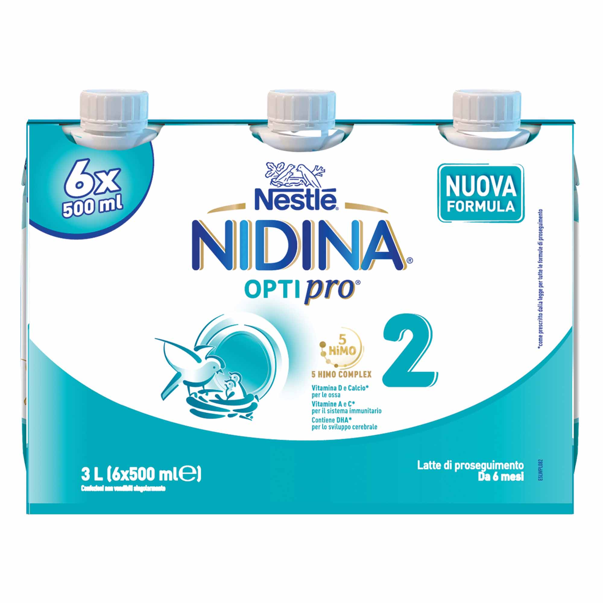 Nestlé Nidina Optipro Latte di Proseguimento 2 liquido 3 L (6x500 ml)