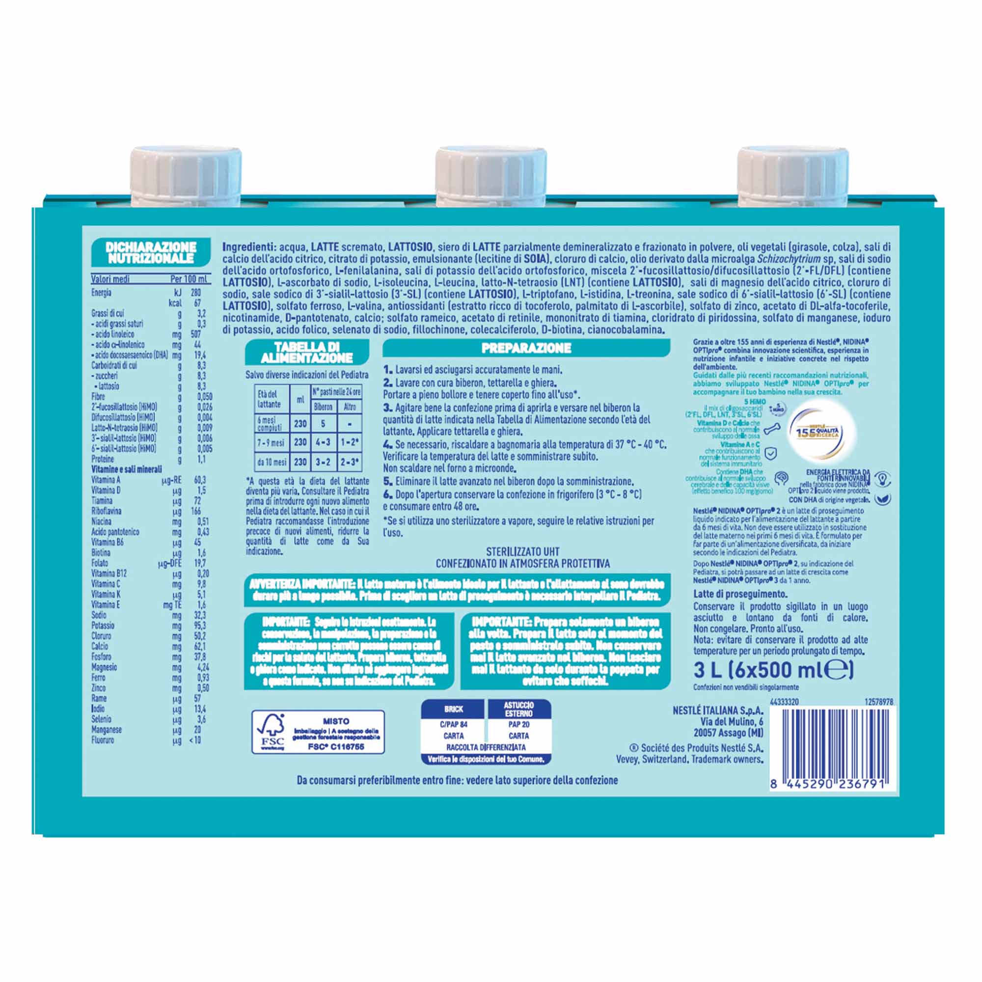 Nestlé Nidina Optipro Latte di Proseguimento 2 liquido 3 L (6x500 ml) - Image 2