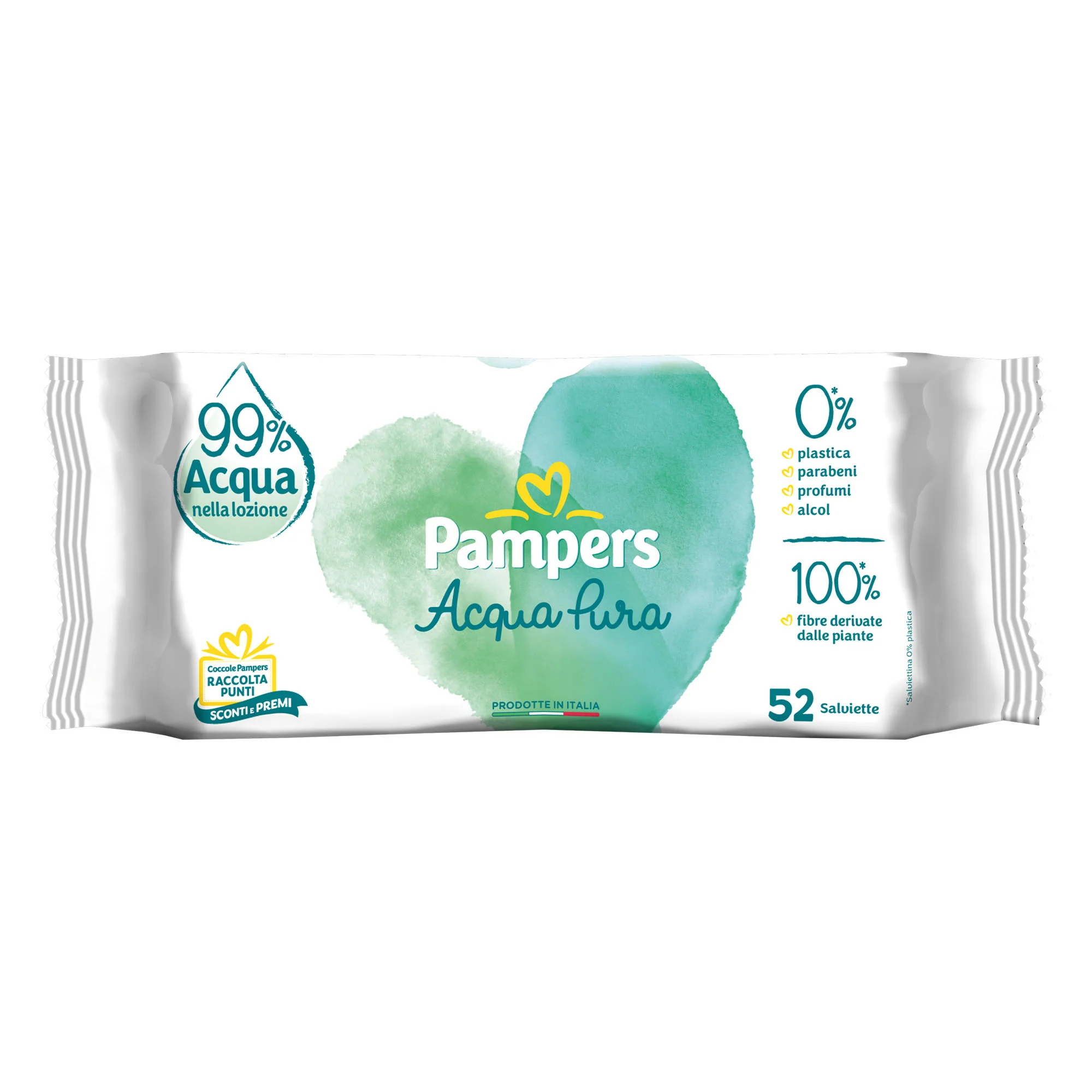 Pampers Salviette Aqua Pura 99% acqua 52 pezzi