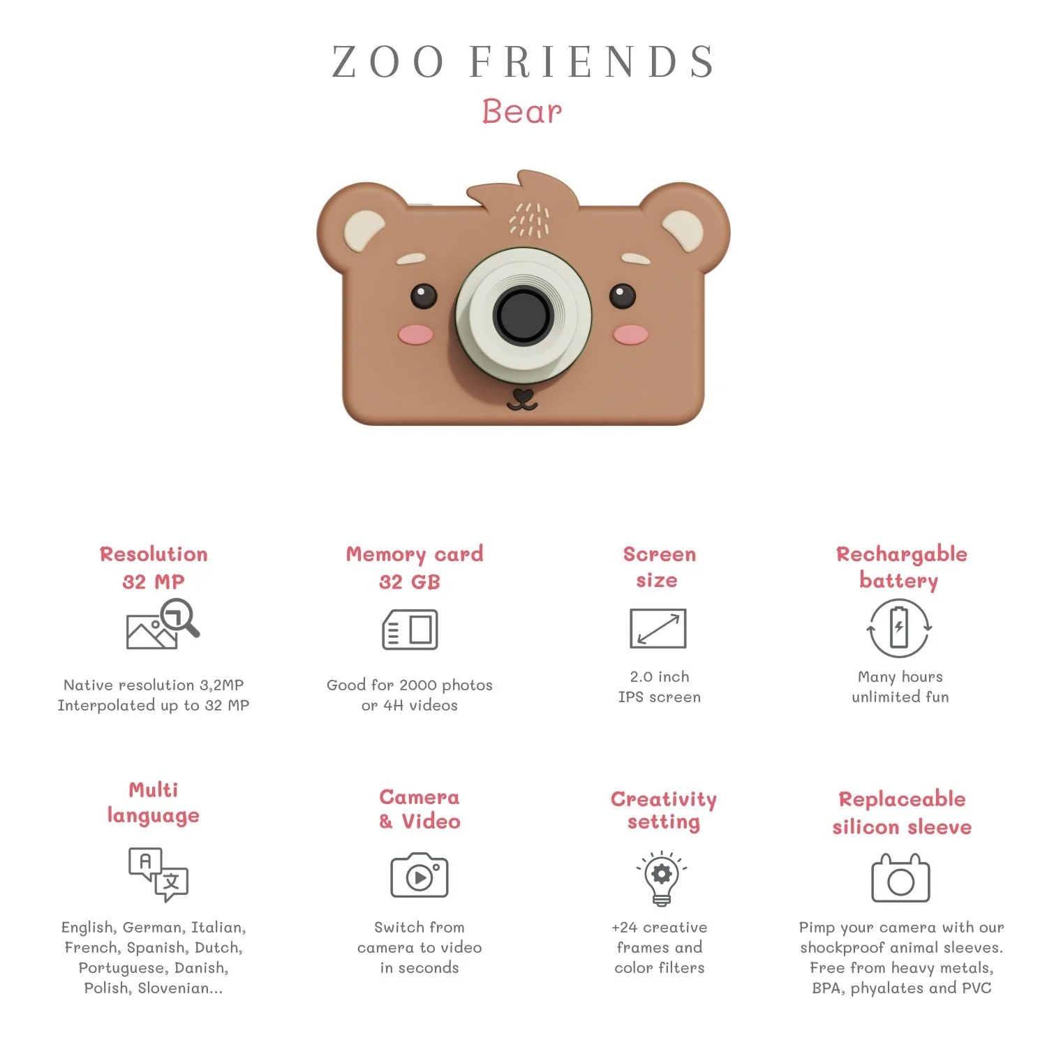 The Zoofamily Fotocamera Digitale Zoo Friends Orso +3 anni - Image 4